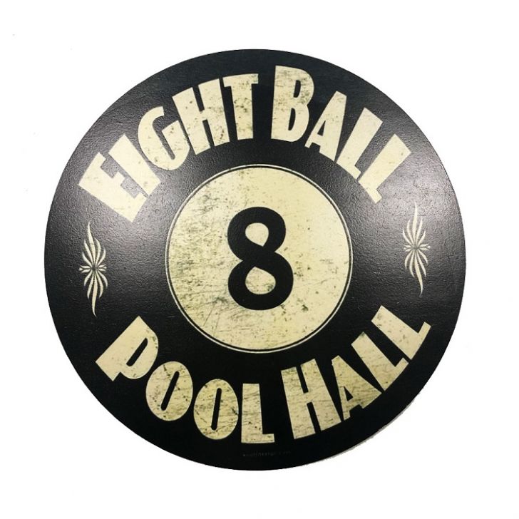 Placa Decorativa MDF 35x35 Personalizado Eight Ball 8 Preto