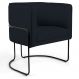 Poltrona Decorativa Fixa Base de Aço Preto Betina D02 Corano Preto C-05 - Lyam Decor