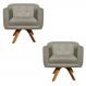 Kit 02 Poltronas Giratória Julia Suede Marrom Rato Base Madeira MM30 D'Rossi