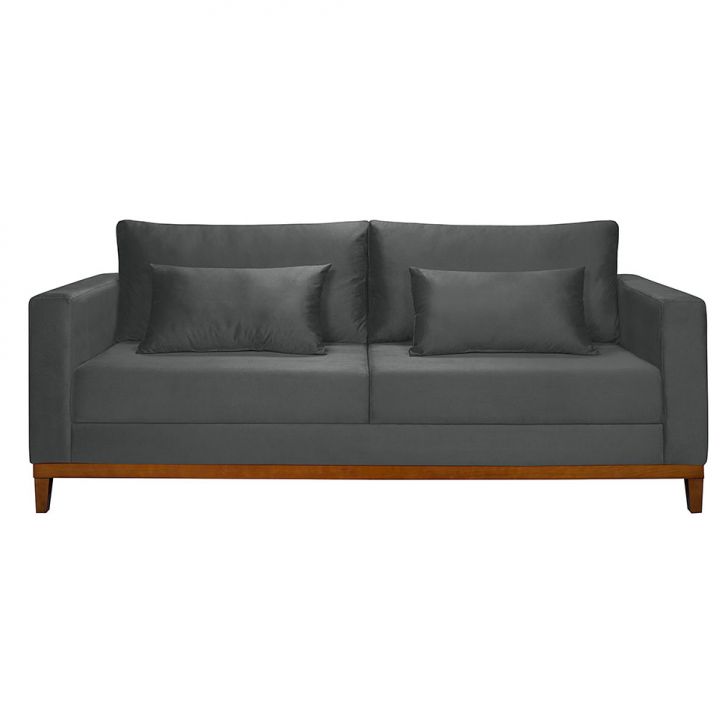 Sofá 3 Lugares Bahamas Suede Cinza 200 Cm