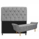 Kit Cabeceira Lady e Recamier Ari 140 cm Casal Suede Cinza - Amarena Móveis