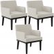Kit 03 Poltronas Decorativas Sala de Estar Base Preto Beatriz W01 Bouclê Creme - Lyam Decor