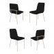 Conjunto 4 Cadeiras Malu Couro Preto Metal Champanhe