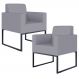 Kit 02 Poltronas Decorativas para Sala Recepção Base Fixa De Metal Helô L02 Suede Cinza - Lyam Decor