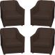 Kit 4 Poltronas Decorativas Para Sala Mila Corino Marrom Pé De Plástico - Clique E Decore