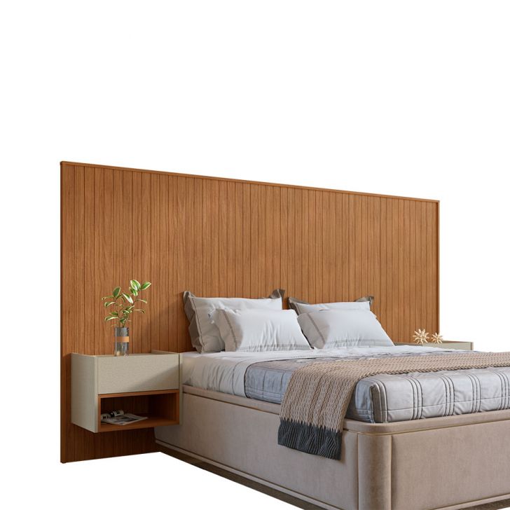 Cabeceira Queen com 2 Mesas de Apoio Florença 2 GV Cedro e Off White