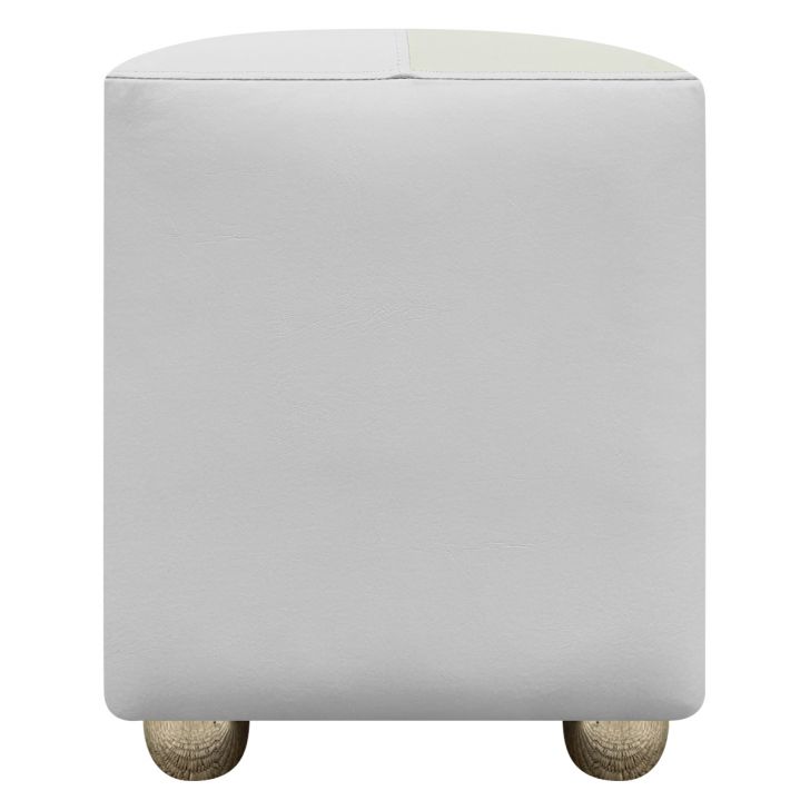 Puff Decorativo Quadrado Para Sala Penteadeira Urban Tecido Corino Branco e Bege