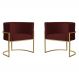 Kit 2 Poltronas Decorativa Sala de Estar Luana Base Gold Suede Bordô - Montanaris Decor