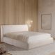 Cama com Cabeceira Pagani King Base no Chão Bouclê Branco G92 - Gran Belo