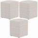 Kit 03 Puffs Quadrado Decorativo L02 Bouclê Cru - Lyam Decor
