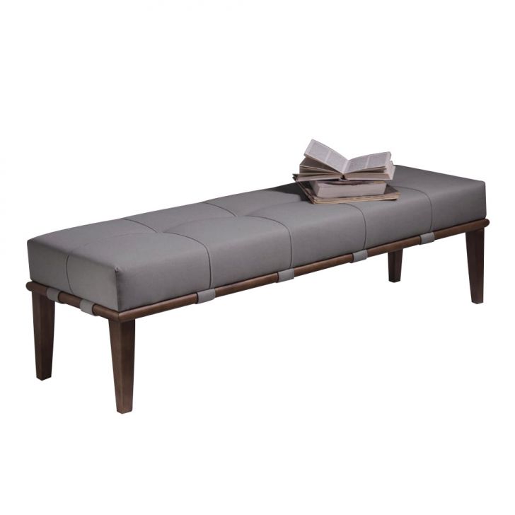 Puff Lívia Cinza e Imbuia 160 cm