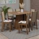 Conjunto Sala de Jantar Mesa Tampo de Madeira 6 Cadeiras Rustic/Hibiscos Wendy Madesa