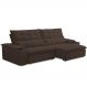 Sofá Retrátil Reclinável Para Sala de Estar Living 230cm Ártico F04 Veludo Marrom - Lyam Decor