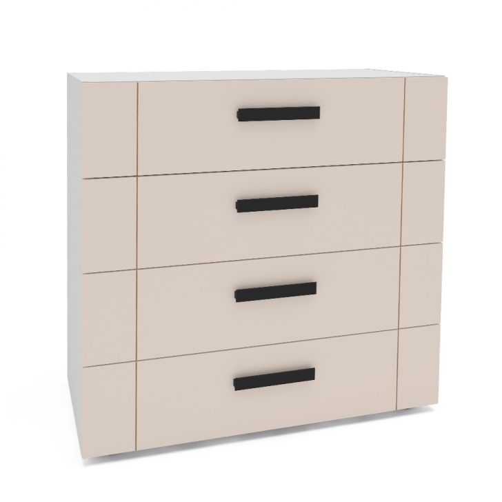 Cômoda Lisboa 4 Gavetas Creme e Branca