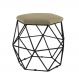 Puff Aramado Preto Assento Hexagonal Suede Nude - DS Estofados