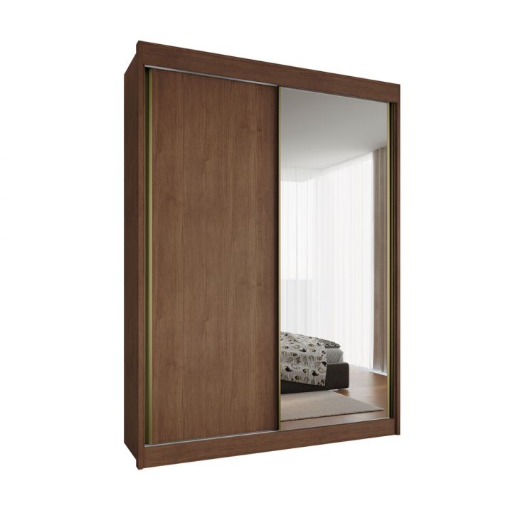Guarda-roupa Casal 100% Mdf Com Espelho Chicago 2 Portas 4 Gavetas Cacau