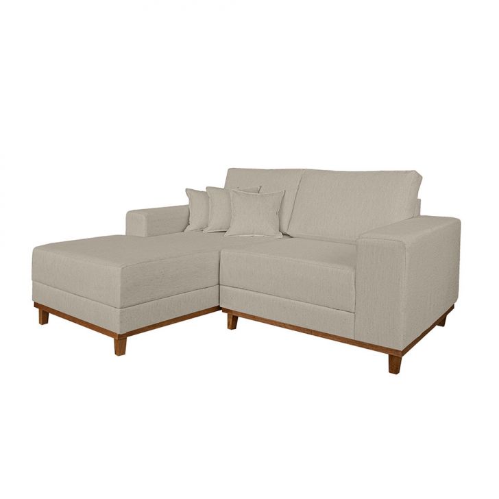 Image of Sofá 3 Lugares Mônaco Com Chaise Esquerdo Linho Off White PLA-LE480UP09NDAMOB