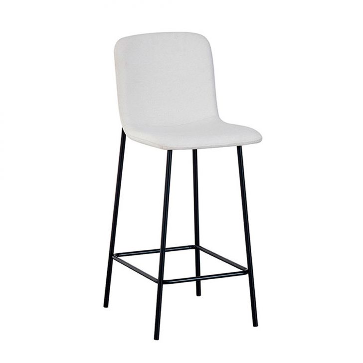 Banqueta Celeste Poliéster Off White e Preta