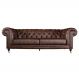 Sofá 3 Lugares Sala de Estar 235cm Chesterfield Duo Couro Tabaco - Gran Belo