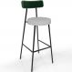 Banqueta Alta Bar Cozinha Sala De Jantar Em Aço Milão L02 Facto Verde Musgo Linho Cinza - Lyam Decor