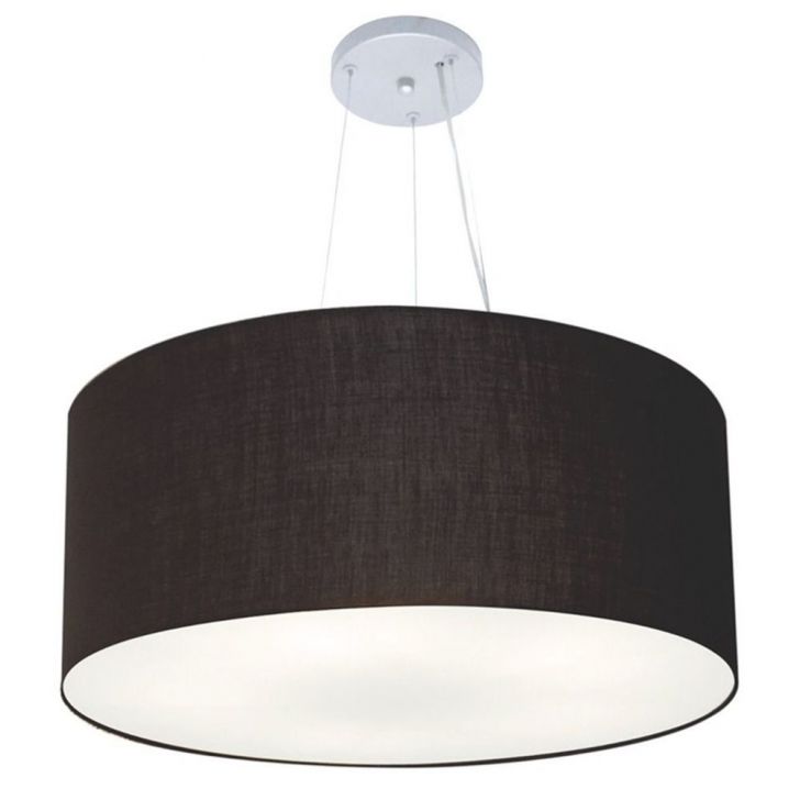 Pendente Cilíndrico Md-4150 Cúpula em Tecido 70x21cm Preto - Bivolt