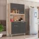 Cozinha Compacta Malta 4 Portas 1 Gaveta Avena e Grafito