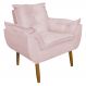 Poltrona Decorativa para Sala de Estar Opala Suede Rosa Claro - Montanaris Decor
