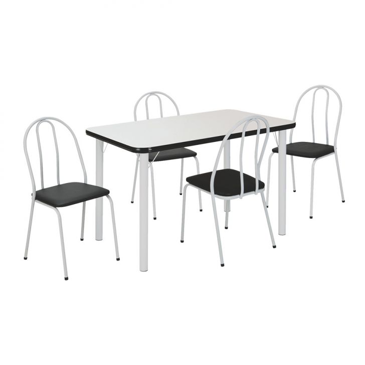 Conjunto De Mesa Com 4 Cadeiras Cintía Branco
