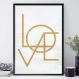 Quadro Decorativo Love Dourado-24x34Cm