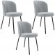 Kit 3 Cadeiras Sala de Jantar Estofada Gavi L02 Bouclê Cinza - Lyam Decor