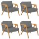 Kit 04 Poltronas Decorativa Para Sala Estar Pietra Estrutura De Madeira L02 Suede Cinza - Lyam Decor