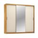 Guarda-Roupa Casal com Espelho Dalila Flex 3 Portas 4 Gavetas Cinamon e Off White