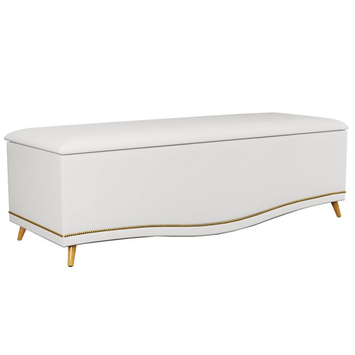Calçadeira Baú Queen 160cm com Tachas Imperial J02 Sintético Branco - Mpozenato
