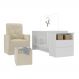 Berço Cômoda com Poltrona de Amamentação e Puff Meu Bebê Multimóveis MP4078 Branco/Bege