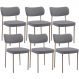 Kit 06 Cadeiras Estofadas Para Sala De Jantar Melina Base Arena L02 Suede Cinza - Lyam Decor