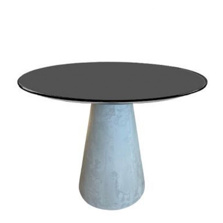 Mesa de Jantar Cone Cimento Queimado 120 cm Tampo Laqueado Preto