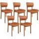 Kit 05 Cadeiras Para Sala de Jantar Cozinha Living Estofada Dara L02 Couríssimo Camel - Lyam Decor