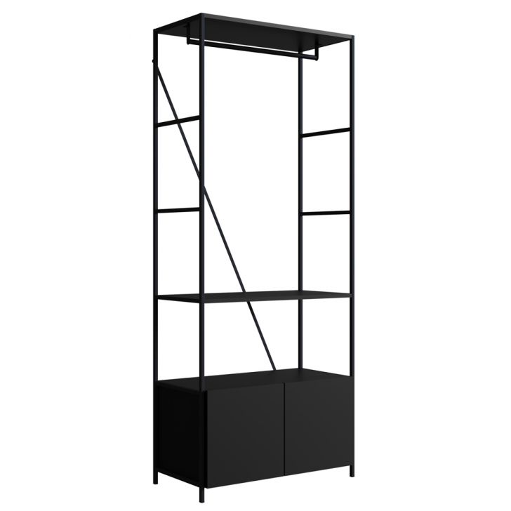 Estante Closet 2 Portas Estilo Industrial SW018 Preto PP