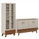 Kit Sala de Jantar Aparador Mason 04 Portas com Cristaleira Geórgia L05 Off White Freijó - Lyam Decor