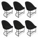 Kit 06 Cadeiras Poltrona de Jantar Bela Veludo Preto Base Metálica Industrial Preto - Pallazio