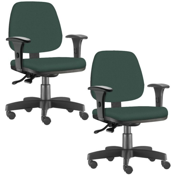 Kit 02 Cadeiras Giratória Job L02 Executiva Ergonômica Escritório Crepe Verde Musgo - Lyam Decor