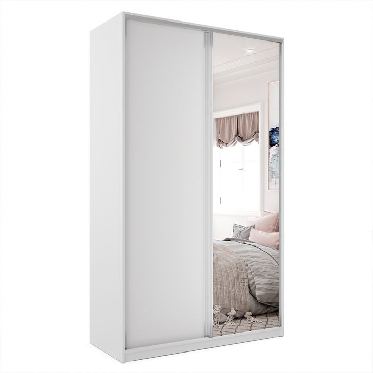 Guarda-roupa Solteiro Com Espelho Zermatt 100% Mdf  2 Portas 3 Gavetas Branco