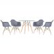 Mesa redonda Eames com tampo de vidro 100 cm + 4 cadeiras Eiffel DAW Cinza Escuro
