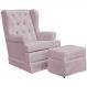 Poltrona de Amamentação com Balanço e Puff Helena P02 Capitonê Suede Rosê - Lyam Decor