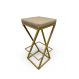 Banqueta Alta Industrial Cozinha Bar Balcão Bistro Zenite sem Encosto, estofado Bege Metalon Dourado.75cm