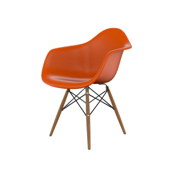 Cadeira Eames Arm Terracota e Madeira