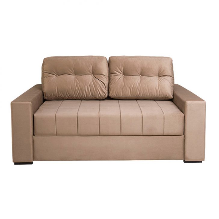 Image of Sofá-cama Casal 3 Lugares Murilo Veludo Marrom Claro PLA-SO964UP09PDMMOB