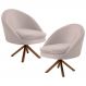 Kit 2 Poltronas Decorativas Giratórias Base Giromad Madeira Rafa B-309 Veludo Bege - Domi