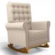 Poltrona de Amamentação e Descanso Base Madeira Com Balanço Brenda G05 Linho Creme - Mpozenato