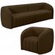 Sofá Decorativo 4 Lugares 332cm e Poltrona Meris M22 Veludo Marrom - Mpozenato